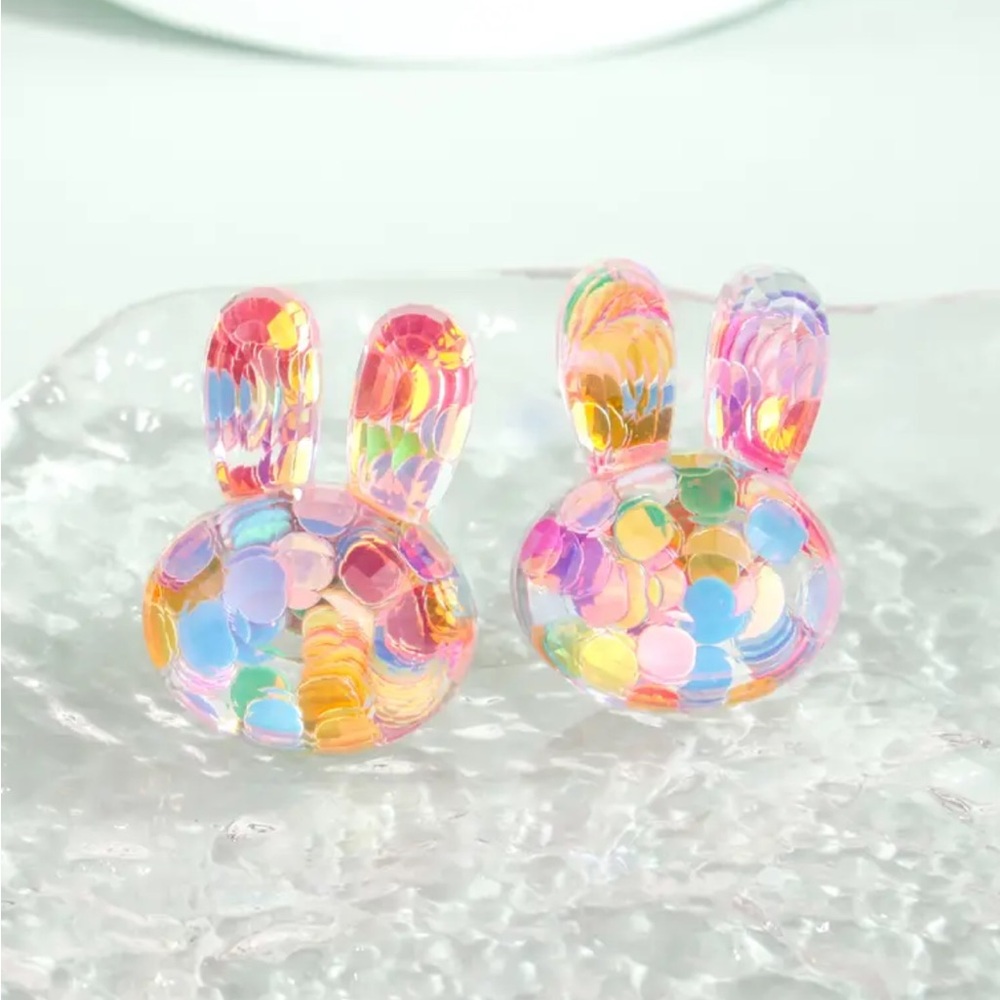 Colorful Sparkling Bunny Earrings